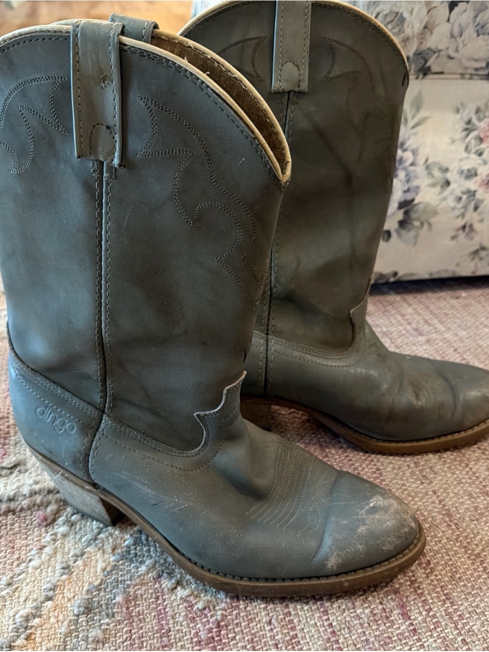 Men’s 9.5 Vintage Dingo Cowboy Western Style Boots USA Slate Gray Rodeo Chore